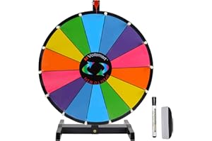 Voilamrt 18" Tabletop Spinning Prize Wheel, Spin The Wheel Dry Erase, 14 Slots with Durable Plastic Base, 2 Pointer, Wheel of Fortune Spin Game in Party Pub Trade Show Carnival