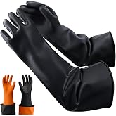 Nobgum Anti-Slip Chemical Resistant Rubber Gloves, Long Heavy Duty Gloves | Industrial Safety Work Protective Gloves for Men, Forearm Protection Waterproof Resist Strong Acid, Alkali, Oil, XL Size