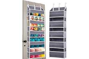 BSHOOKER Over Door Yarn Storage Organizer,Large Capacity Yarn Storage Bag with 5 Yarn Balls Storage Pockets & 10 mesh side pockets are available to store Crochet Accessories & Knitting Supplies