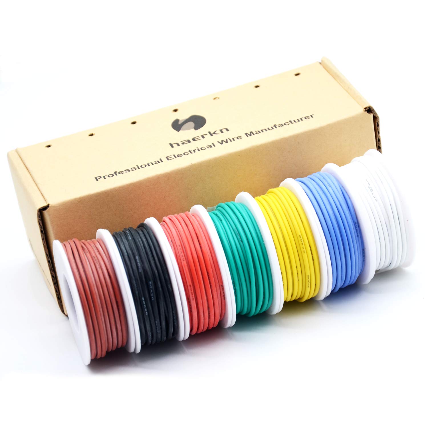 22awg 0.3mm² Silicone Electrical wire Cable 7 Colors (8Meters/26.3ft each) 22 gauge HookUp wires electronics kit stranded Tinned Copper wire Flexible and soft for DIY