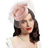 Fascinators Hats 20s 50s Hat Pillbox Hat Cocktail Tea Party Headwear with Veil for Girls and Women