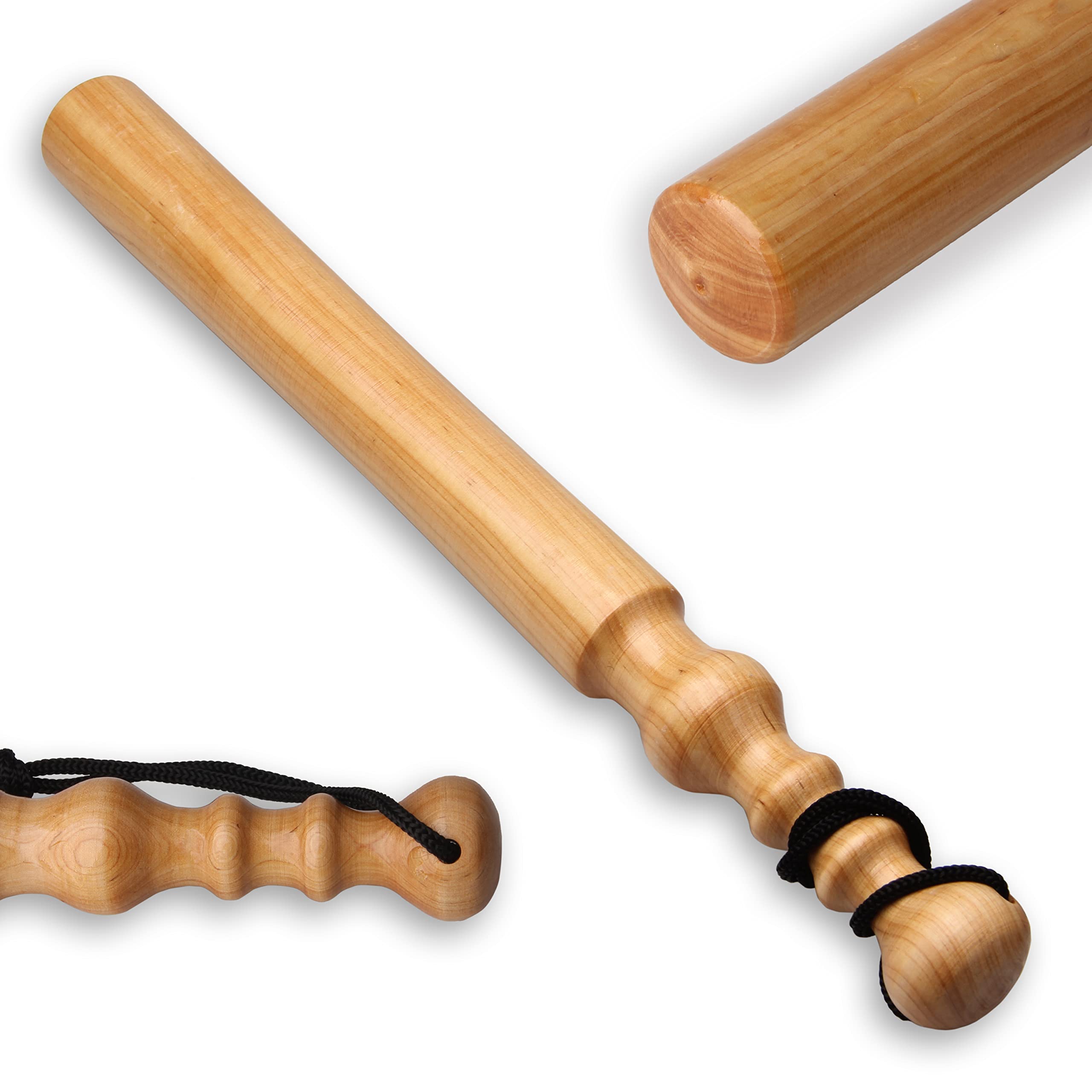 JSHANMEI Fly Fishing Priest Wooden Fishing Bat Tool Fish Whacker Fish Bat Head Fish Knock Stun with Lanyard, Dia 35mm