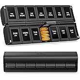 PULIV Weekly Pill Organizer 2 Times a Day with Magnetic Foldable Design | Large AM PM Pill Box Case for Travel, Compact Medication Organizer for Vitamins, Fish Oils and Supplements, Dual Protection