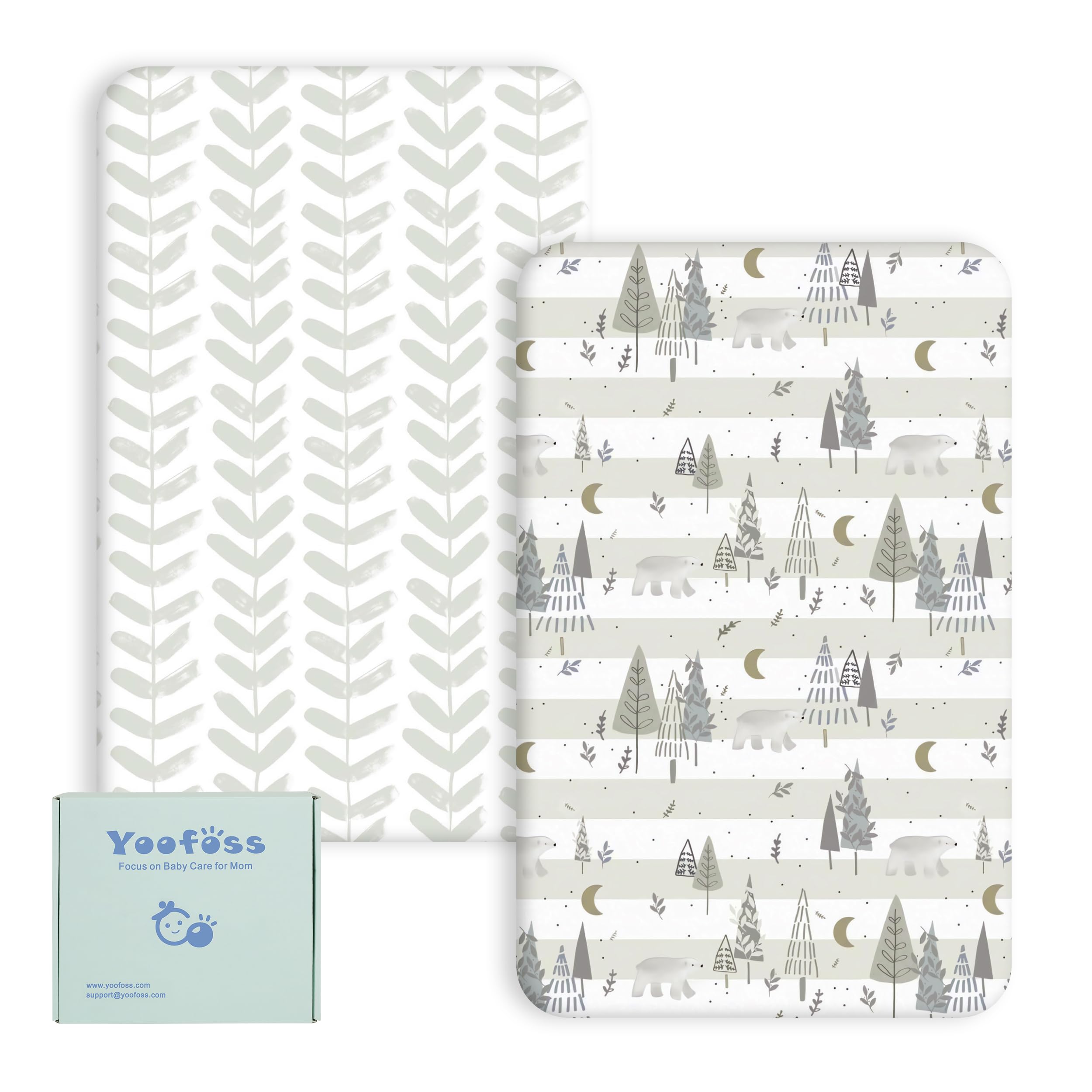 Yoofoss Cot Sheets 120 x 60 cm fitted Ultra Soft and Breathable Cot Bed Sheets Cozy Cot Fitted Sheets 2 Pack Grey Forest