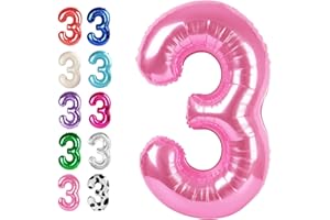 UPGESY 40 Inch Pink 3 Large Number Balloon, 3 13 23 30 33 36 38 Pink Birthday Party Decorations, Number Three Foil Balloons for Anniversary Party Graduations Celebration Supplies