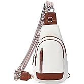 GUIDDBELLA Crossbody Bags for Women Small Sling Bag for Women Quilted Vegan PU Leather Fanny Pack with Adjustable Guitar Strap Travel Purse White