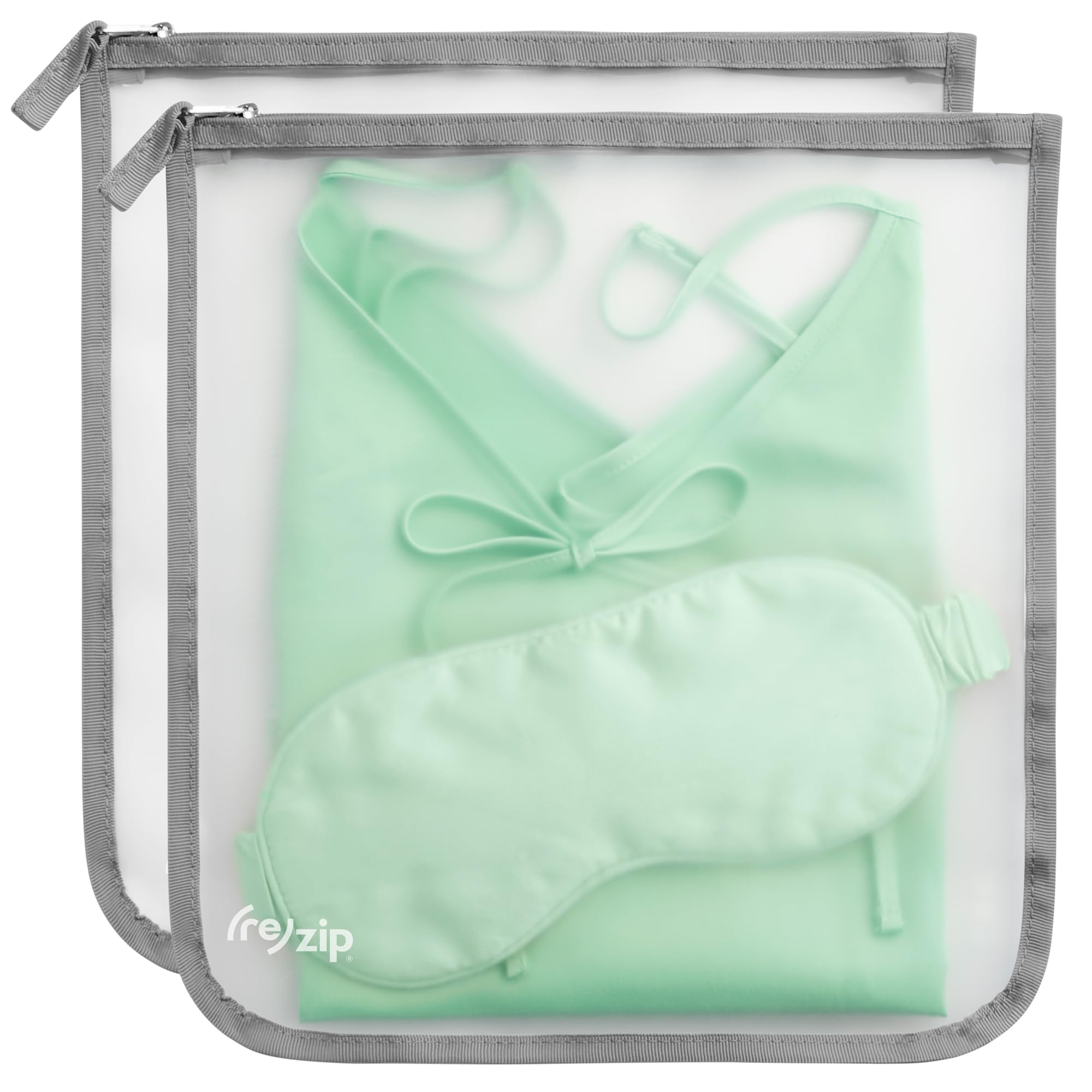 Photo 1 of (re) zip 2-Pack Gallon Size Storage Bags | Zippered, Reusable Bags for Travel & Household Storage | BPA-Free, Food Grade, Machine Washable (Gray)