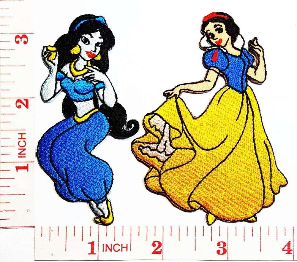 Disney Princess Snow White And Aladdin Genie Jasmine Cartoon Kid patch Jacket Polo T- shirt DIY Applique Embroidered Sew Iron on patch …