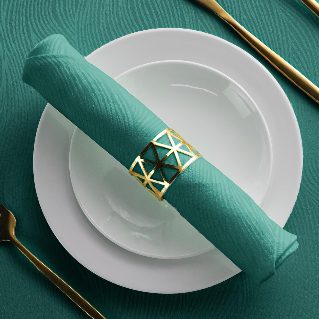 SPRICA Jacquard Napkins 48x48cm Set of 4 Pieces Decorative Washable Reusable Napkin, Light Green