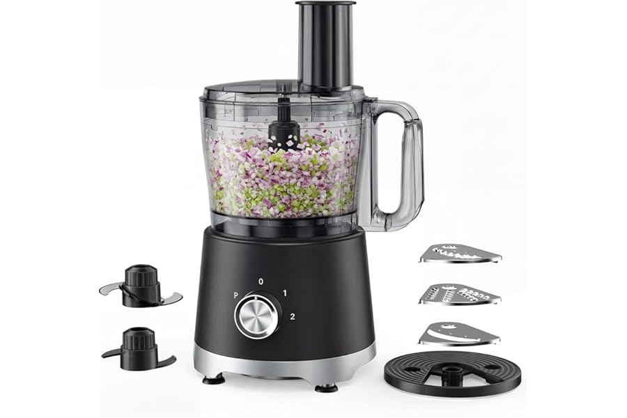 OLIXIS Food Processor 10.5 Cups, 600W Powerful Food processors with 5 Blades, Dishwasher Safe Meat Grinder for Slicing, Shredding, Chopping, Kneading, for Meat, Vegetables, Fruit, Dough