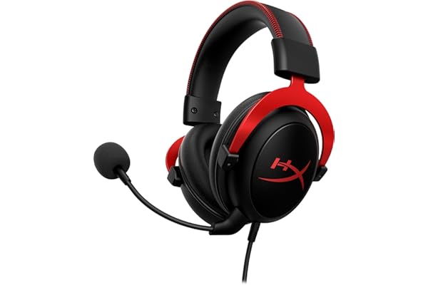 HyperX Cloud II - Gaming Headset, 7.1 Surround Sound, Memory Foam Ear Pads, Durable Aluminum Frame, Detachable Microphone, Works with PC, PS5, PS4, Xbox Series X|S, Xbox One – Red