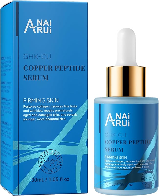 ANAiRUi Sérum de Peptides de Cuivre pour le Visage - Sérum Anti-Âge GHK-Cu - Réduit les Rides et les Ridules, Répare la Peau Prématurément Vieillie et Abîmée, 30 ml