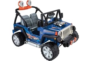 Power Wheels Hot Wheels Jeep Wrangler Ride-On Battery Powered Vehicle with Music Sounds and Storage, Seats 2