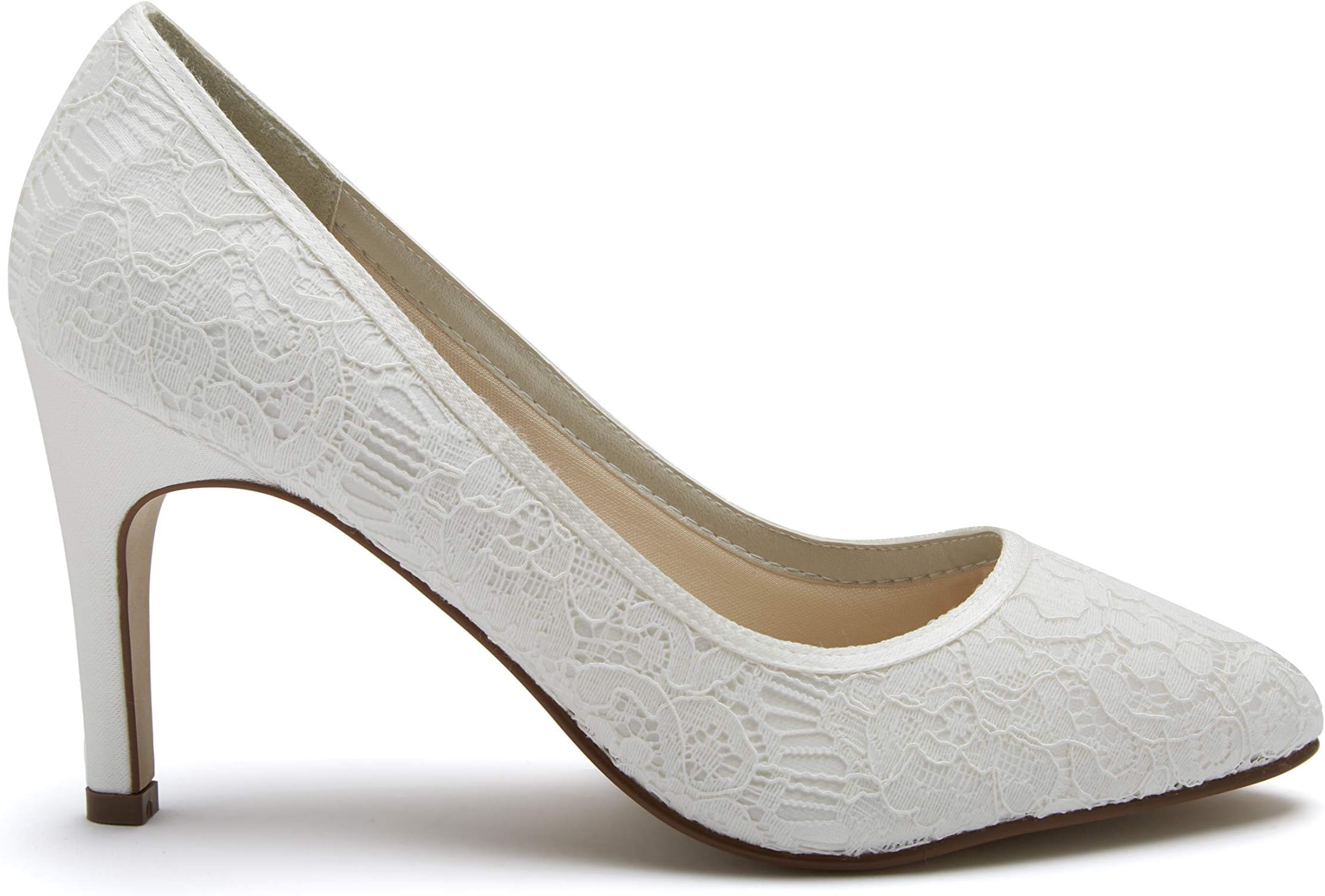 Alexis - Ivory Lace Court Shoes