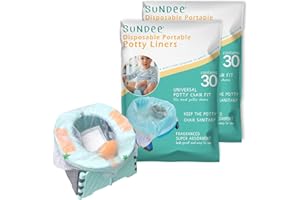 SUNDEE Potty Chair Liners, Portable Disposable Potty Liner Bags for Universal Potty Training Toilet Seat, Toddler Outdoors Travel Baby Toilet Liners - 60 Pack
