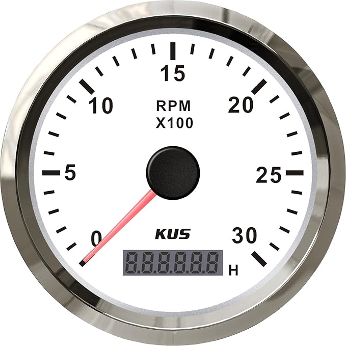KUS Universal Tachometer REV Counter RPM Gauge with Hour Meter 0