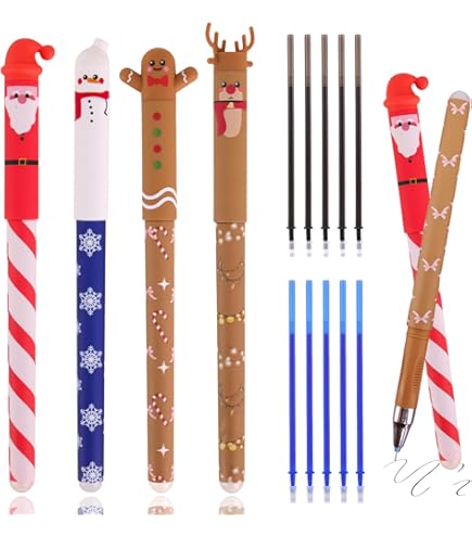 Mecctuck Lot De 7 Stylos à Bille De Noël, Stylo Noel, Stylos à Plume, Stylo Plume Enfant Rétractables, Stylo Decoratif Antidérapants, Stylo Plume Rétractables Pour L'écriture, L'école, Le Bureau