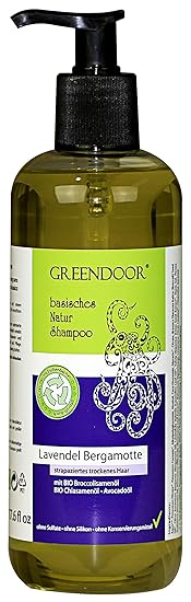 500ml GROSS-Packung, Natur Shampoo Lavendel Bergamotte für strapaziertes trockenes Haar, basische Haarpflege aus BIO Ölen ohn