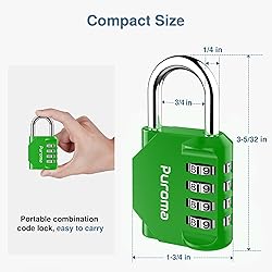 Puroma 1 Pack Combination Lock for Locker 4 Digit