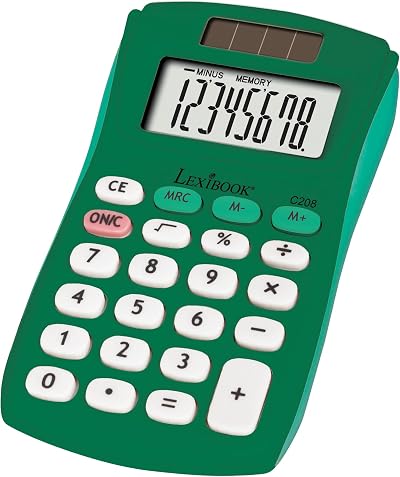 Lexibook FRUITIES Pocket Calculator 8 Digits Solar Battery Powered Green C208B