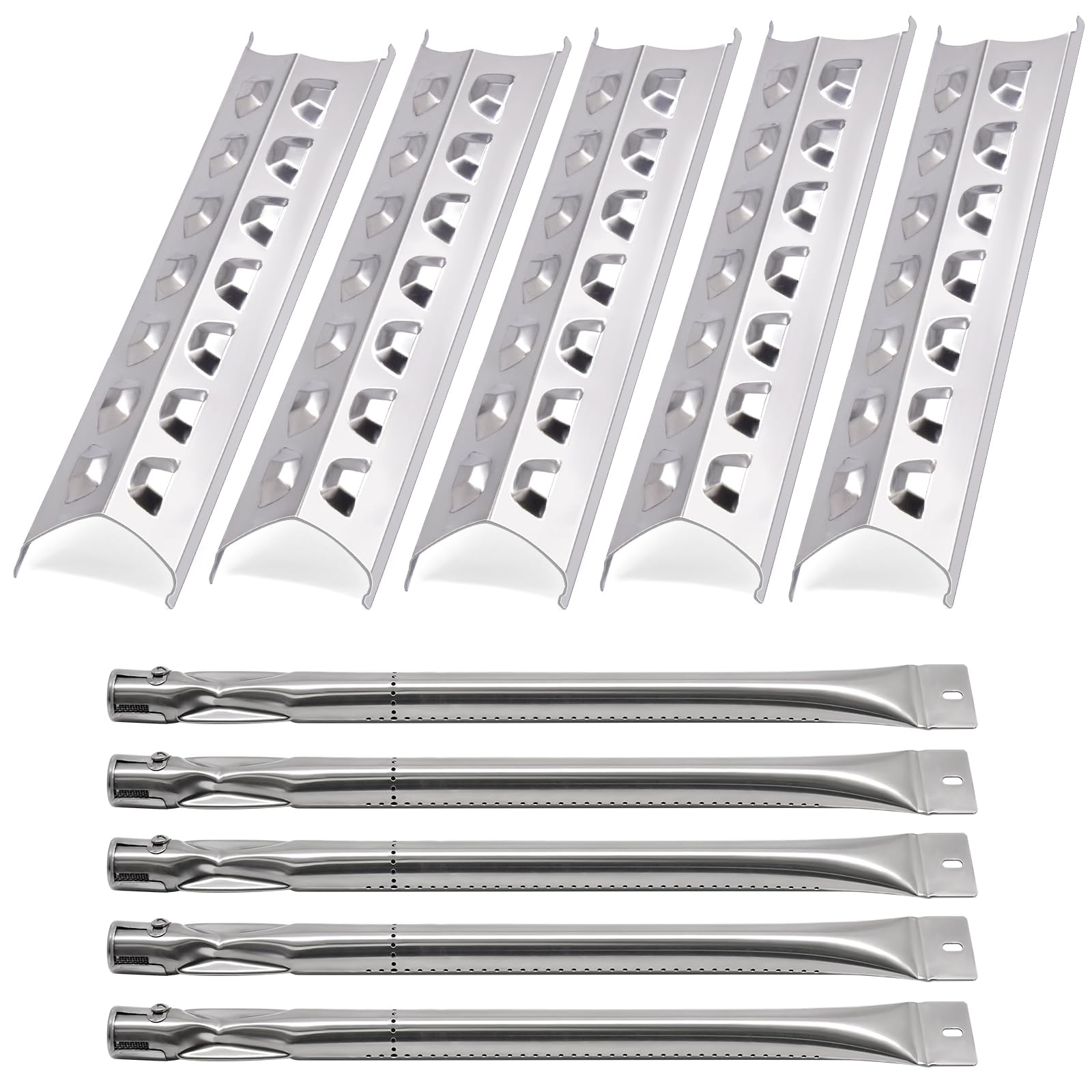 Photo 1 of Hiorucet Grill Replacement Parts for Master Forge 5 Burner 3218LT, 3218LTN, L3218, 2518-3, 3218LTM, Kenmore Gas Grill Models 148.16156211, 148.16137110, 5 Pack SPE181 Heat Plate SBE601 Grill Burner