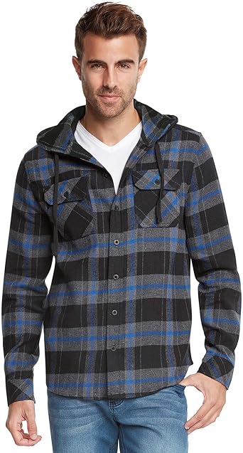 plaid flannel hoodie mens