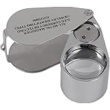 40X Full Metal Illuminated Jewelry Loop Magnifier,XYK Pocket Folding Magnifying Glass Jewelers Eye Loupe with LED and UV Light(LED Currency Detecting/Jewlers Identifying Type Lupe)