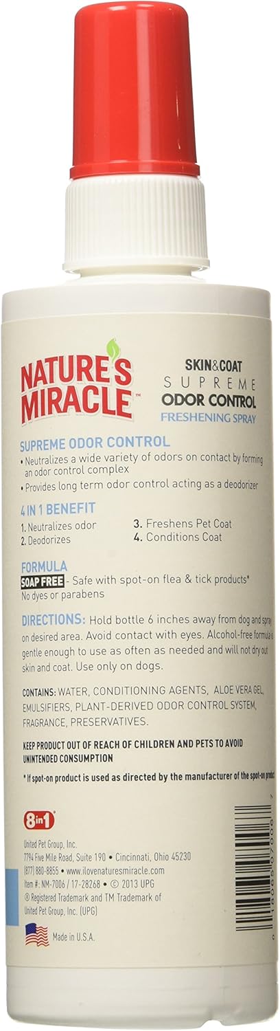 Nature's Miracle Supreme Odor Control Spring Water Spray, 8 oz: Pet Supplies