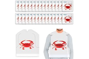 Nonley 100 Pcs Crab Bibs + 100 Wet Wipe, Disposable Plastic Crab Bib for Adults, Crab Feasts Bibs for Restaurants Seafood Boil Party