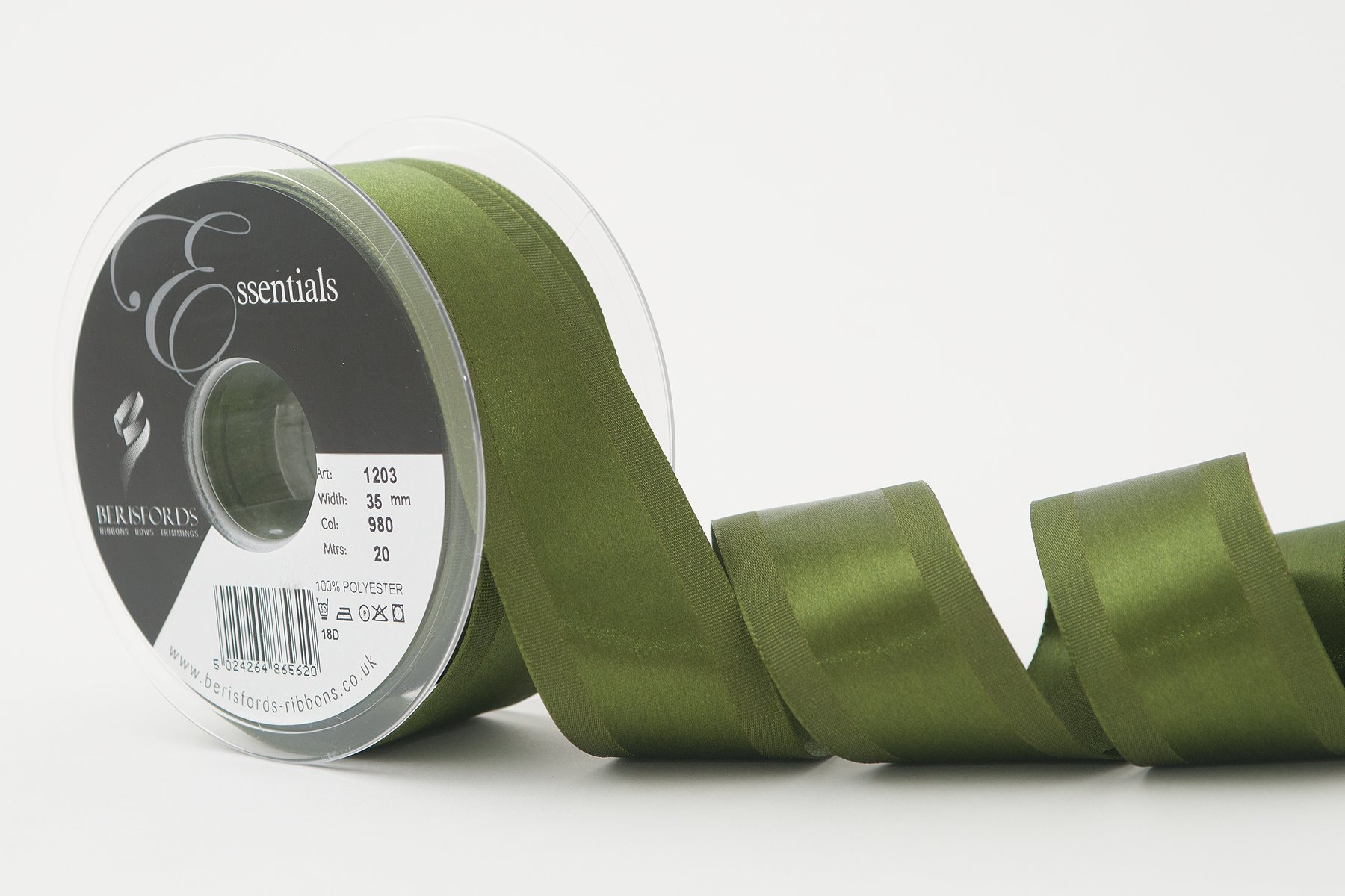 Berisfords Grace Ribbon, Polyester, Cypress, 35 mm