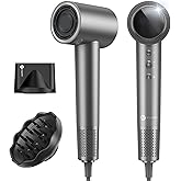 slopehill 110,000 RPM Professional Hair Dryer - 0.8lb Ultra-Lightweight, 2 Billion Ion Technology for 98% Frizz Reduction, AI Smart-Temp Control, Magnetic Attachments for All Hair Types (Dark Grey)