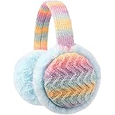 F Flammi Kids Knit Earmuffs Winter Outdoor Furry Ear Warmers for Boys Girls from Toddler to Big Kids