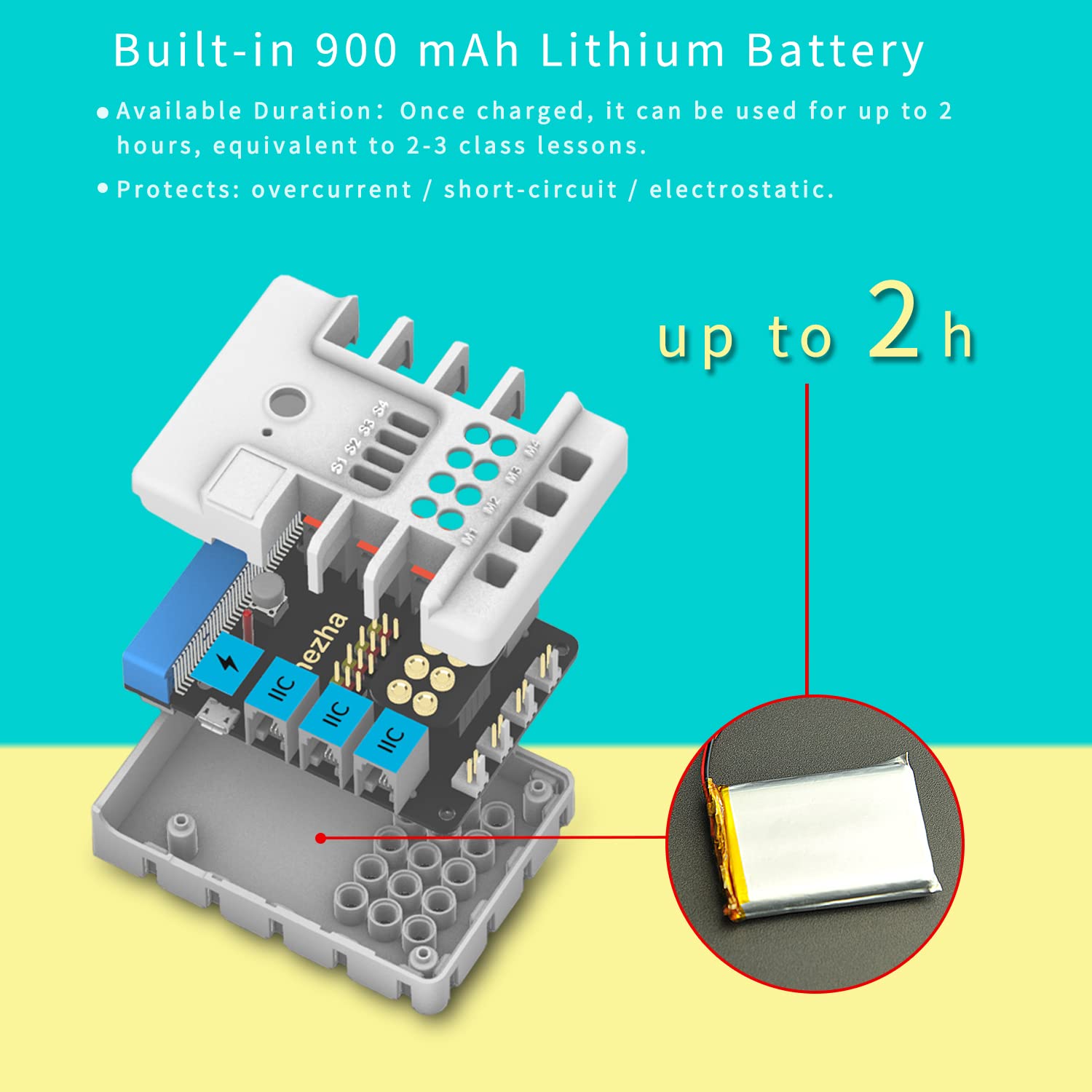ELECFREAKS microbit Nezha Inventor Kit Planet X Starter Sensors with 40+ Learning Projects and 400+ Bricks, Micro:bit NeZha Expansion Board with 900mAh Lithium Battery(Without Micro:bit)