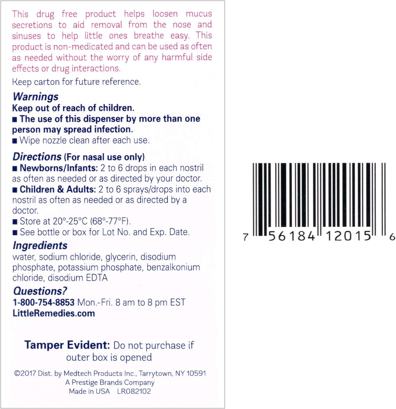 Little Remedies Saline Spray and Drops, Safe for Newborns, 0.5 fl oz: Health & Personal Care