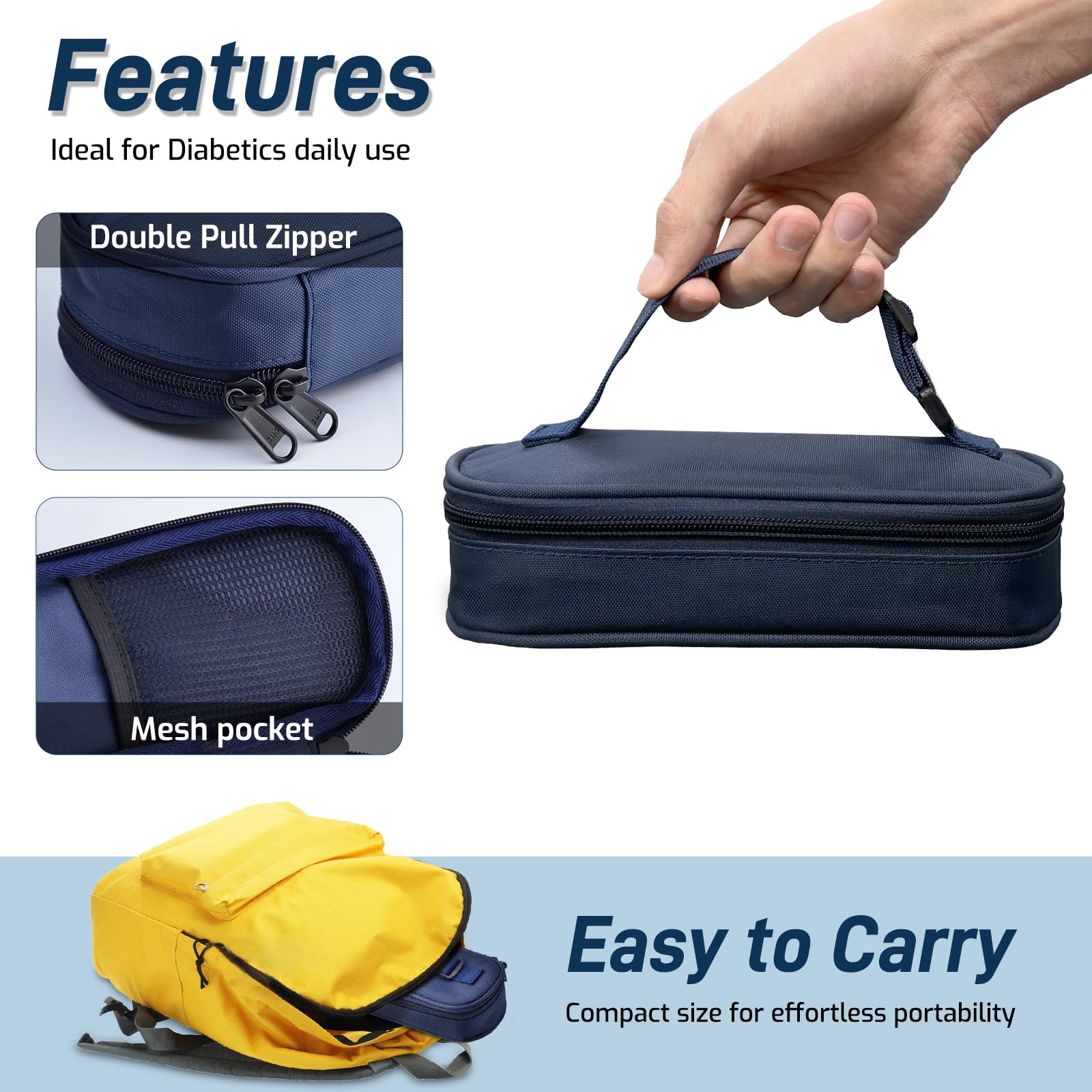 Cruxer Insulin Vial Cooler Travel Case,Diabetes Carrying Insulated Bag for Supplies Keep Medicine Cool,Diabetic Small Bottle Protector Kit for Storage,Portable Mini Pack with Protective Ice Brick