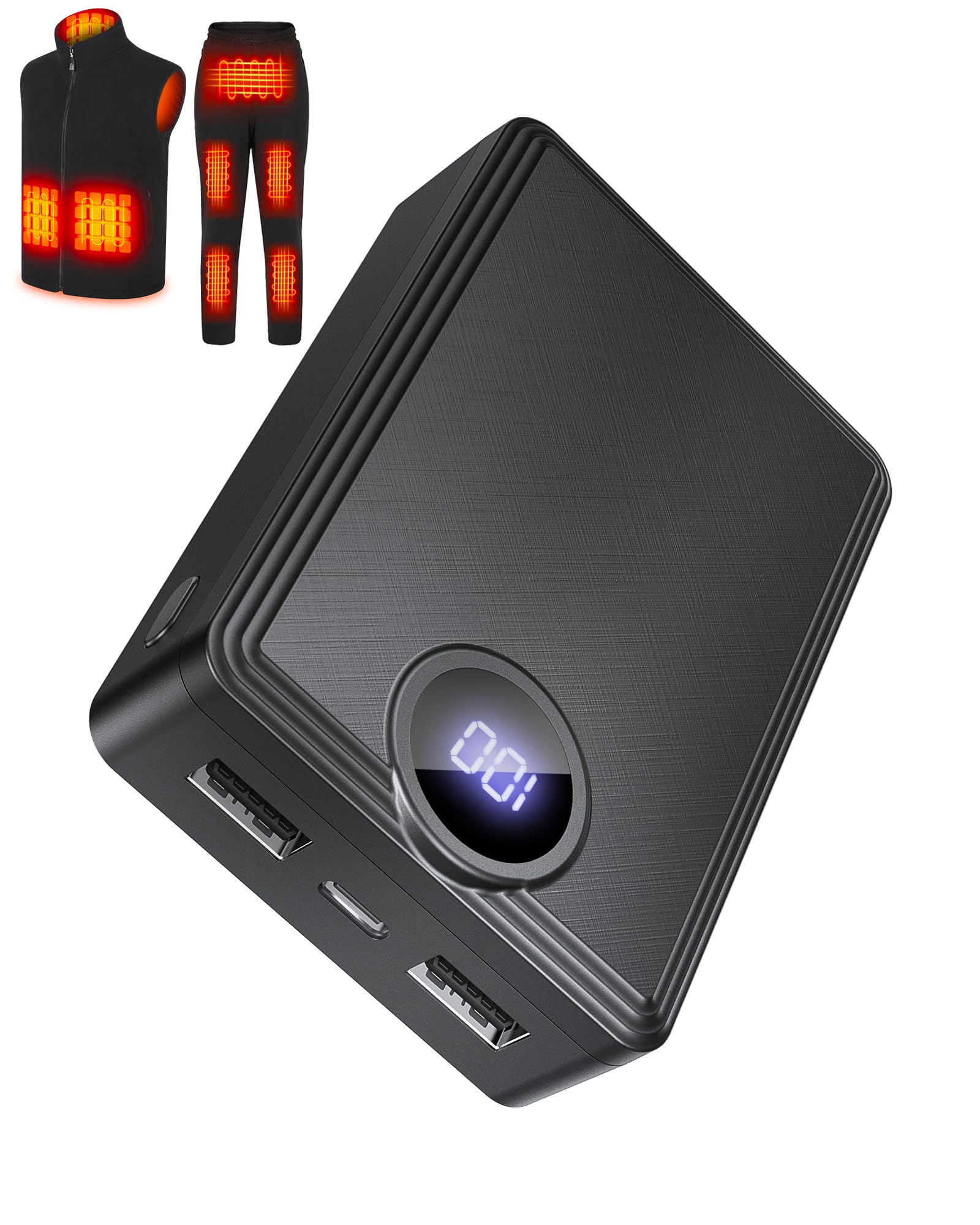 Photo 1 of ?? ?? ?? ???????? Heated Vest Battery Pack, Rechargeable Power Bank with LED Display, Type-C Input, and Dual USB-A Output for Heated Apparel, Vest, Chair, Blanket, and Jacket up to 12H