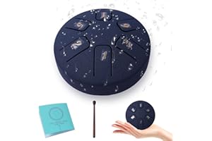 Eavnbaek 6-Note 3.8-inch Mini Rain Drum for Outside Garden, Rain Chime Drum for Rain Outdoor, Steel Hand Drum Sound Healing Steel Drum Kit (Navy Blue)