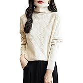 Chanyarn Women's 100% Merino Wool Sweater 2025 Fall Winter Fashion Turtleneck Warm Long Sleeve Cable Knit Sweater Tops