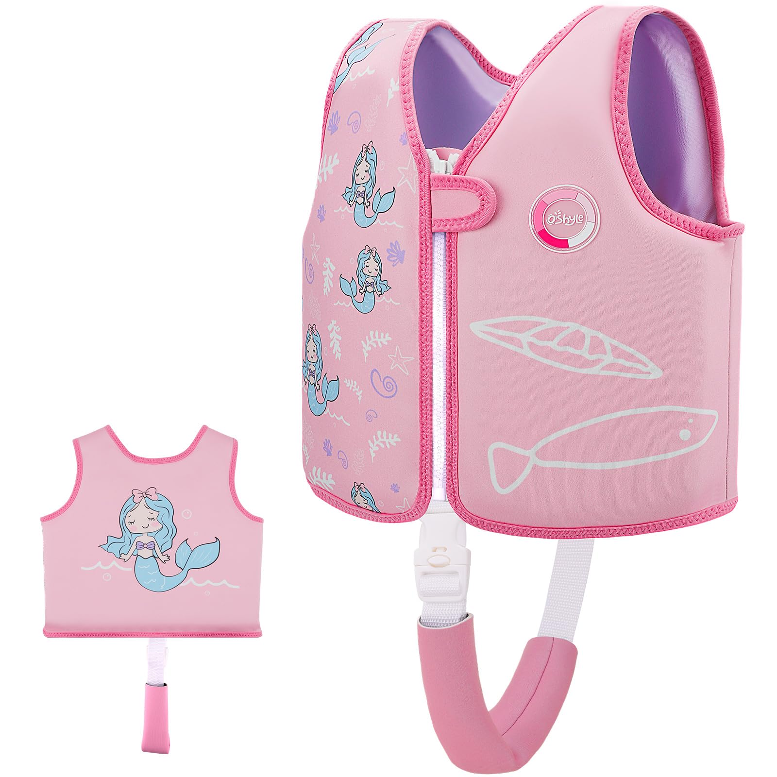 Photo 1 of OSHYLE Kids Swim Vest with Crotch Strap - Neoprene Swim Trainer Vest for Toddlers 1-9 Years, Boys & Girls Swim Trainer with Adjustable Straps (AI-MER, L(6-9))