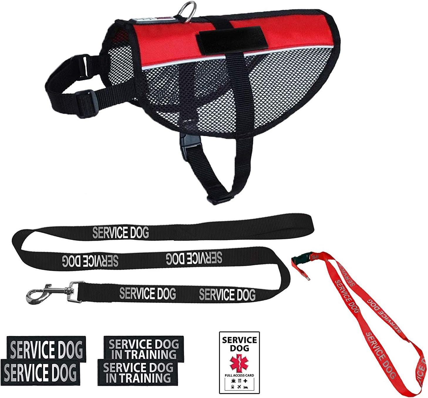 Dogline Service Dog Vest Harness Bundle Official Red