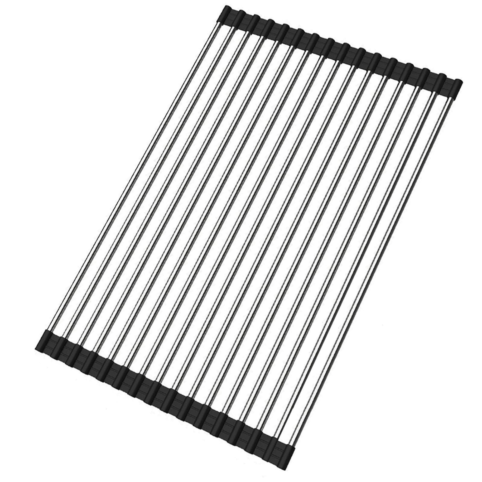 Photo 1 of Ahyuan  Dish Drying Rack Over The Sink Kitchen Roll up Sink Drying Rack Stainless Still Portable Drainer Foldable Dish Rack (Black, 17.8'X11.8')
