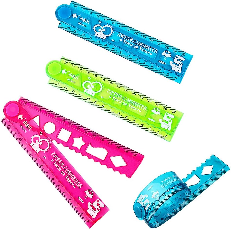 3 Pieces Folding Rulers, FANDE 30cm Shatterproof Plastic Coloured Soft ...