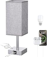 Aooshine Bedside Lamp with USB C A Ports, 3 Way Dimmable, Grey Shade view 9