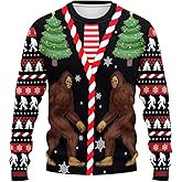 Custom Bigfoot Ugly Christmas Sweater Men, Funny Sasquatch Ugly Sweater, Bigfoot Holiday Xmas Gifts for Adult and Kids