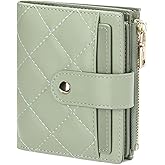 GAEKEAO Small Women Wallet Slim RFID Blocking Leather Bifold Compact Card Holder Wallet for Women with Zipper Change Pocket 3 ID Window