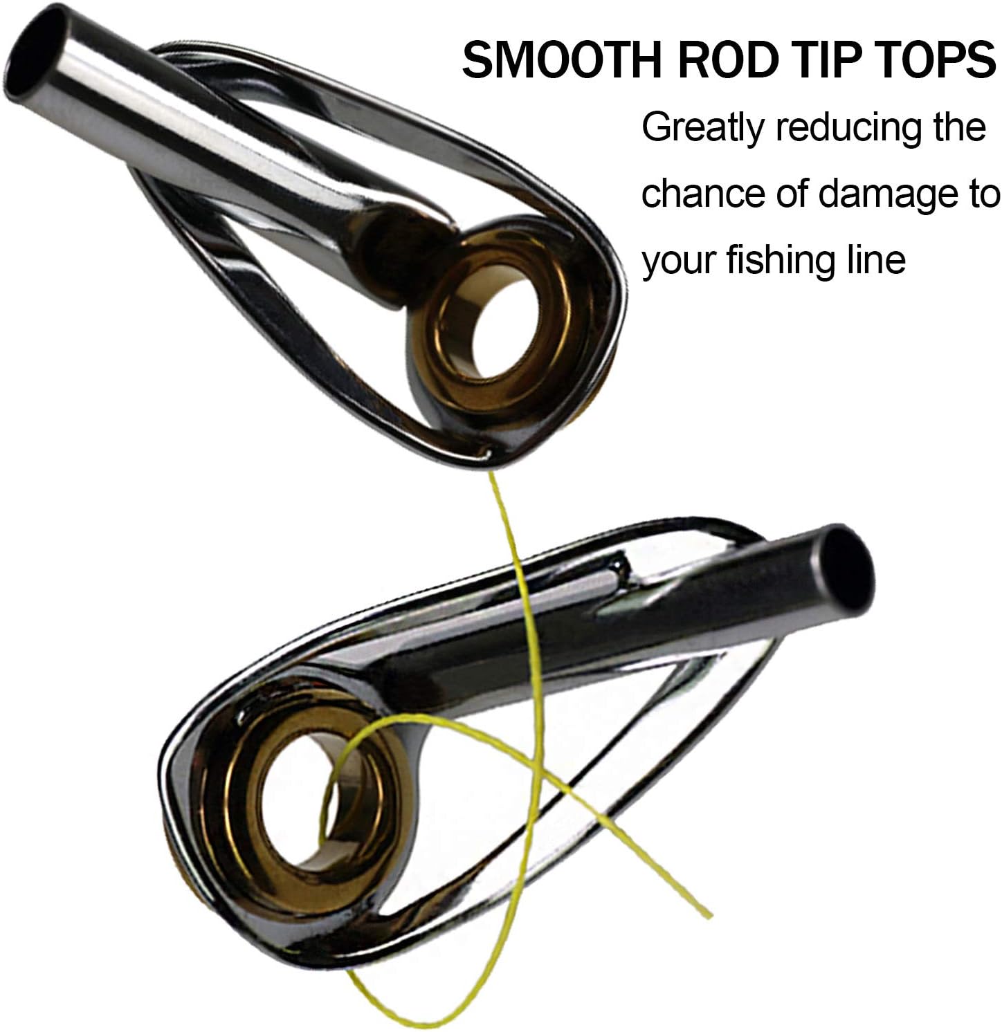 THKFISH Fishing Rod Tip Repair Kit Heavy Duty Fishing Tip Tops Sliver Body Fishing Golden Ceramic Ring Sea Saltwater Fishing Rod Guides Tip Repair Kit 30pcs - Image 5