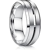 YADOCA Stainless Steel Wedding Ring for Men Women - 8MM Wedding Band Gold Silver Black Classic Groove Engagement Mens Rings Size 6-14 Comfort Fit