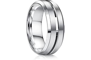 YADOCA Stainless Steel Wedding Ring for Men Women - 8MM Wedding Band Gold Silver Black Classic Groove Engagement Mens Rings Size 6-14 Comfort Fit