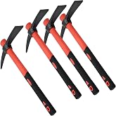 NINGWAAN 4 Pcs 15 Inch Pick Mattock Hoe with Fiberglass Handle | Steel Forged, Camping Prospecting, Weeding Tool