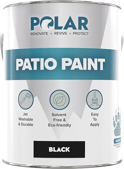 Polar Patio Paint Black 5 Litre Outdoor Floor Paint Polyurethane Binder